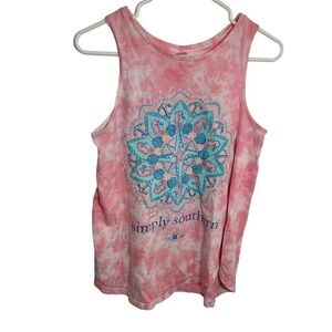 Simply Southern Tie Dye Tank Top Pink Teal M